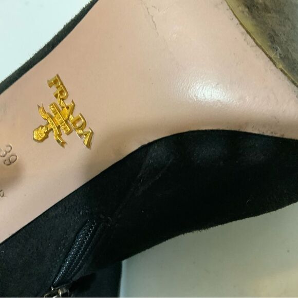 PRADA Black Suede Knee Stiletto Boots Size 39 - Picture 16 of 16